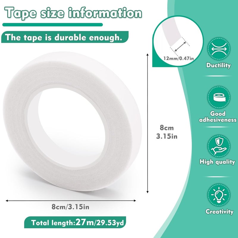 SOCNITC Floral Tape, 1/2inch Flower Tape, White Flower Tape for Bouquet Stem Wrap Floral Arranging Craft Projects Corsages, Wedding Bouquet - Image 2